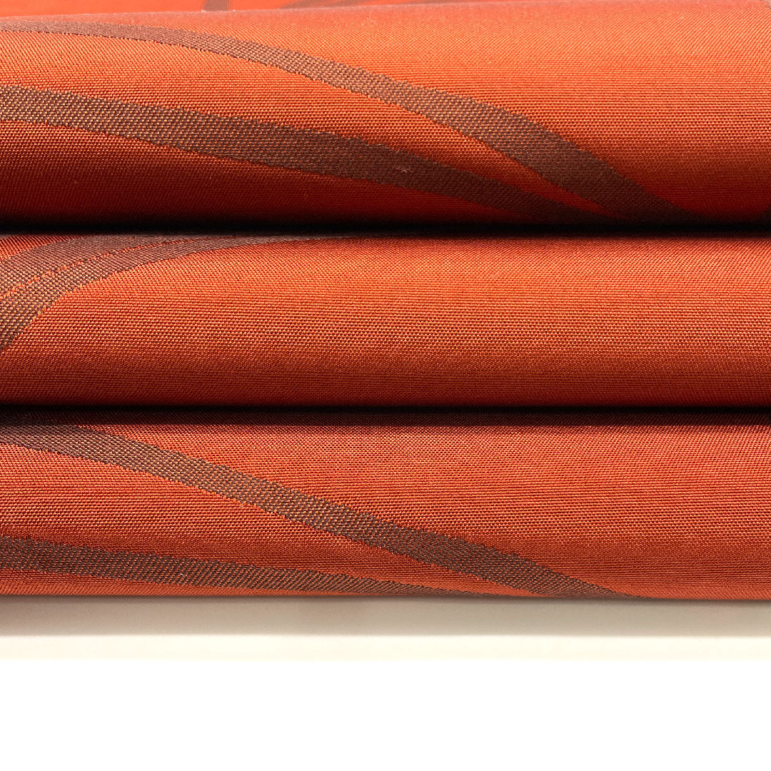 袋帯 シンプル 線 帯丈438cm 正絹 Sランク 六通 カジュアル 朱系 1123002122316