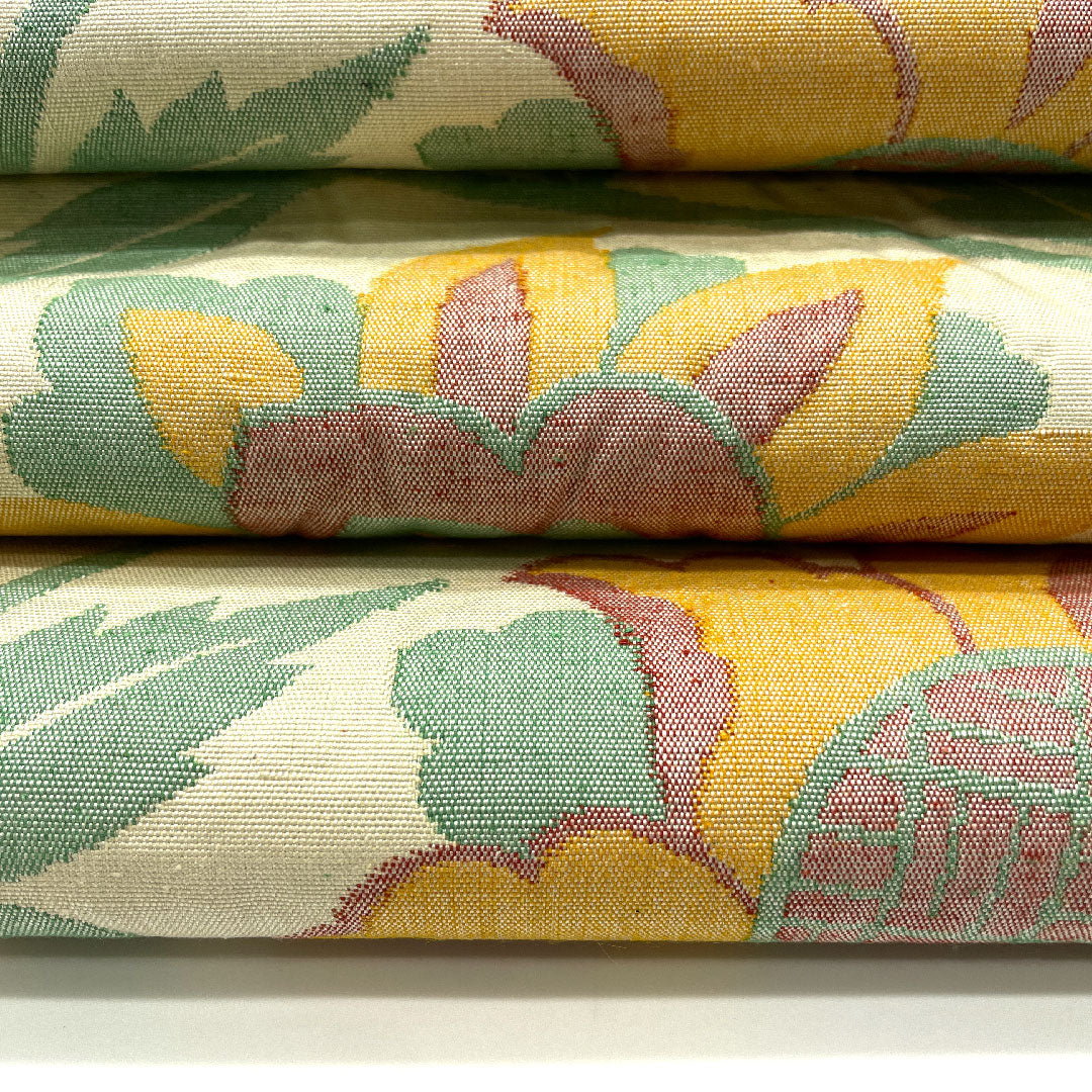 (未仕立)袋帯 単衣 唐花模様 帯丈412cm 正絹 Sランク 六通 カジュアル クリーム系 1123003272315