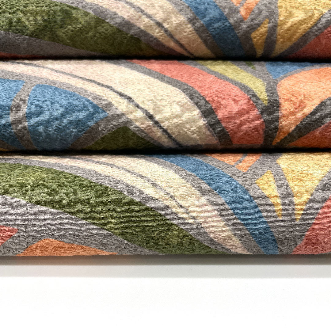 袋帯 抽象模様 カラフル 帯丈431cm 正絹 Sランク 全通 カジュアル グレー系 1123001722322