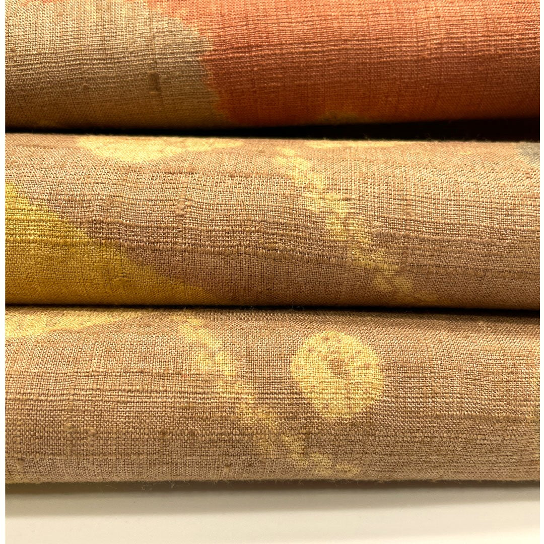 名古屋帯 生紬 雪輪 草葉模様 帯丈373cm 正絹 Sランク 六通 カジュアル 茶系 1124000322314 名古屋仕立て