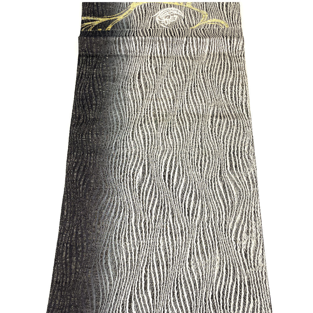 袋帯 本泥染 流水 菖蒲 帯丈442cm 正絹 Sランク 六通 セミフォーマル 黒系 1123001692310