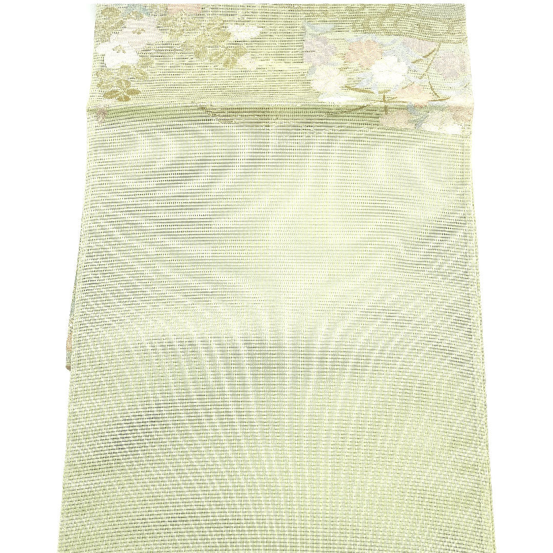 (未仕立)袋帯 西陣まいづる 絽 夏帯 秋草 帯丈442cm 正絹 Sランク 六通 フォーマル 緑系 1123002392319
