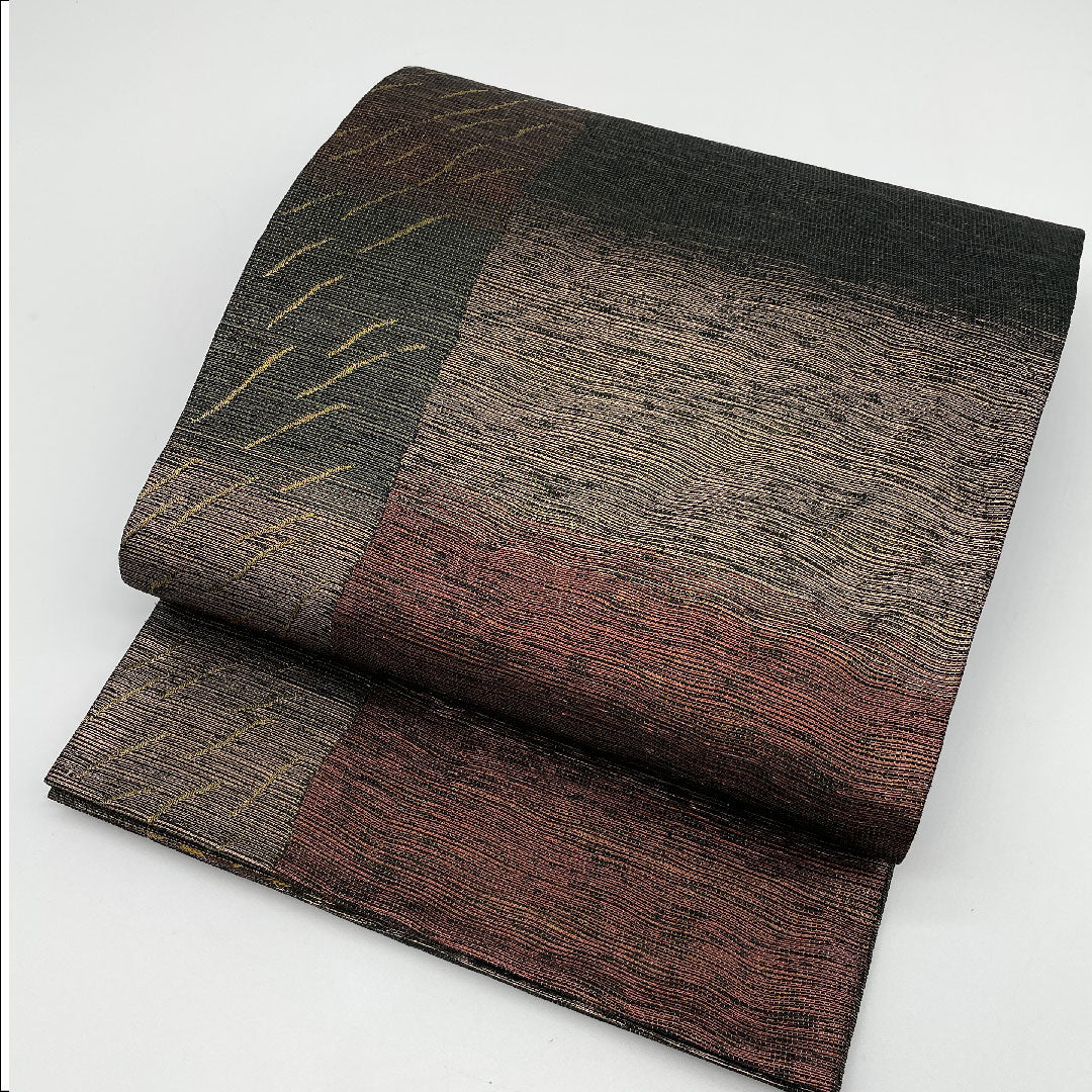 袋帯 帯丈440cm 正絹 Aランク 全通 カジュアル 緑系 1123000663319