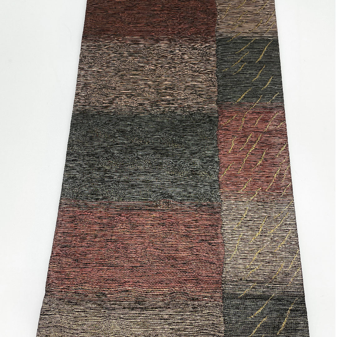 袋帯 帯丈440cm 正絹 Aランク 全通 カジュアル 緑系 1123000663319