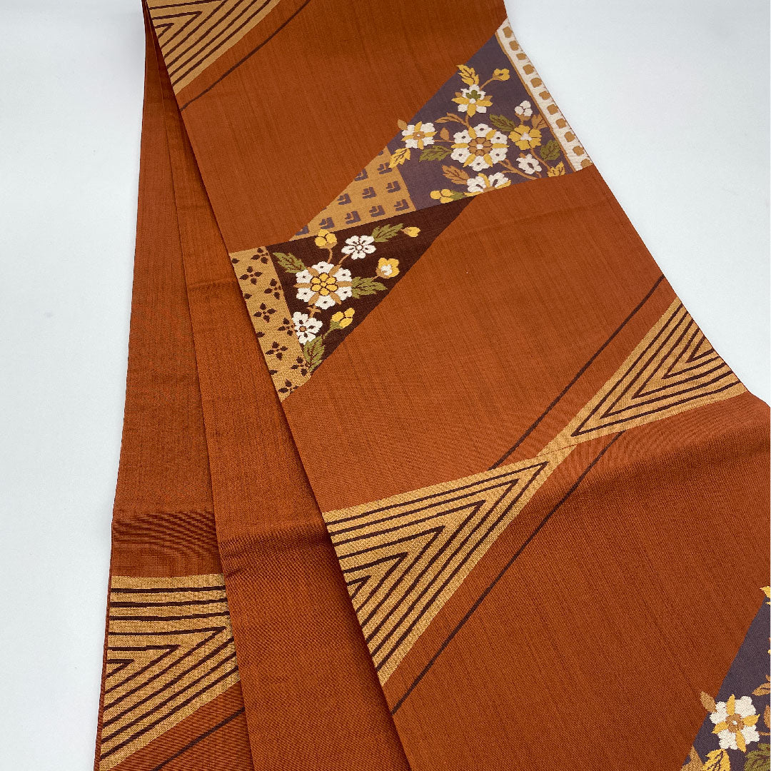 袋帯 斜め取り 帯丈432cm 正絹 Sランク 六通 カジュアル 茶系 1123000932314