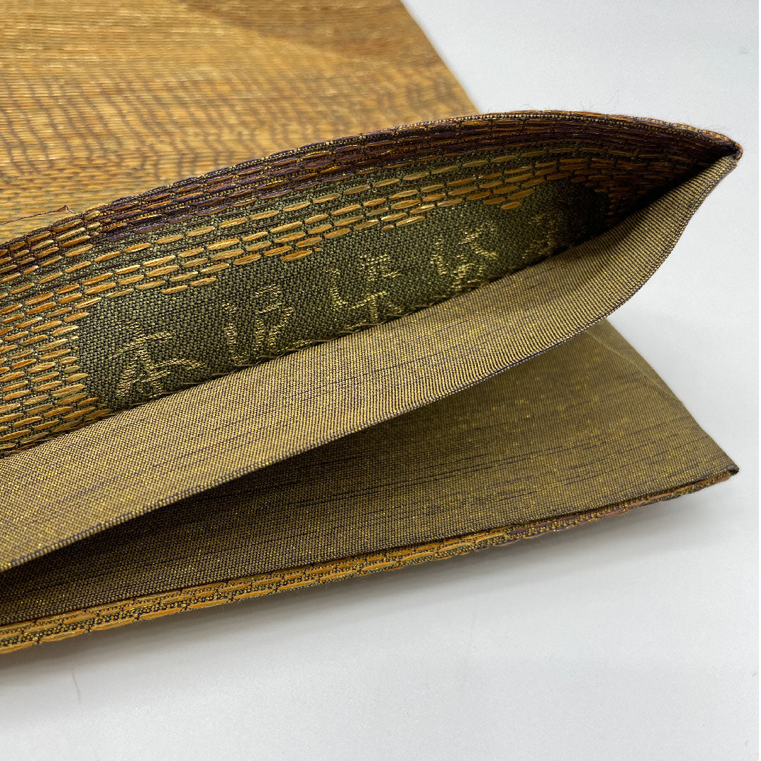 袋帯 幾何学模様 本泥染 帯丈430cm 正絹 Sランク 六通 セミフォーマル 茶系 1123001062314