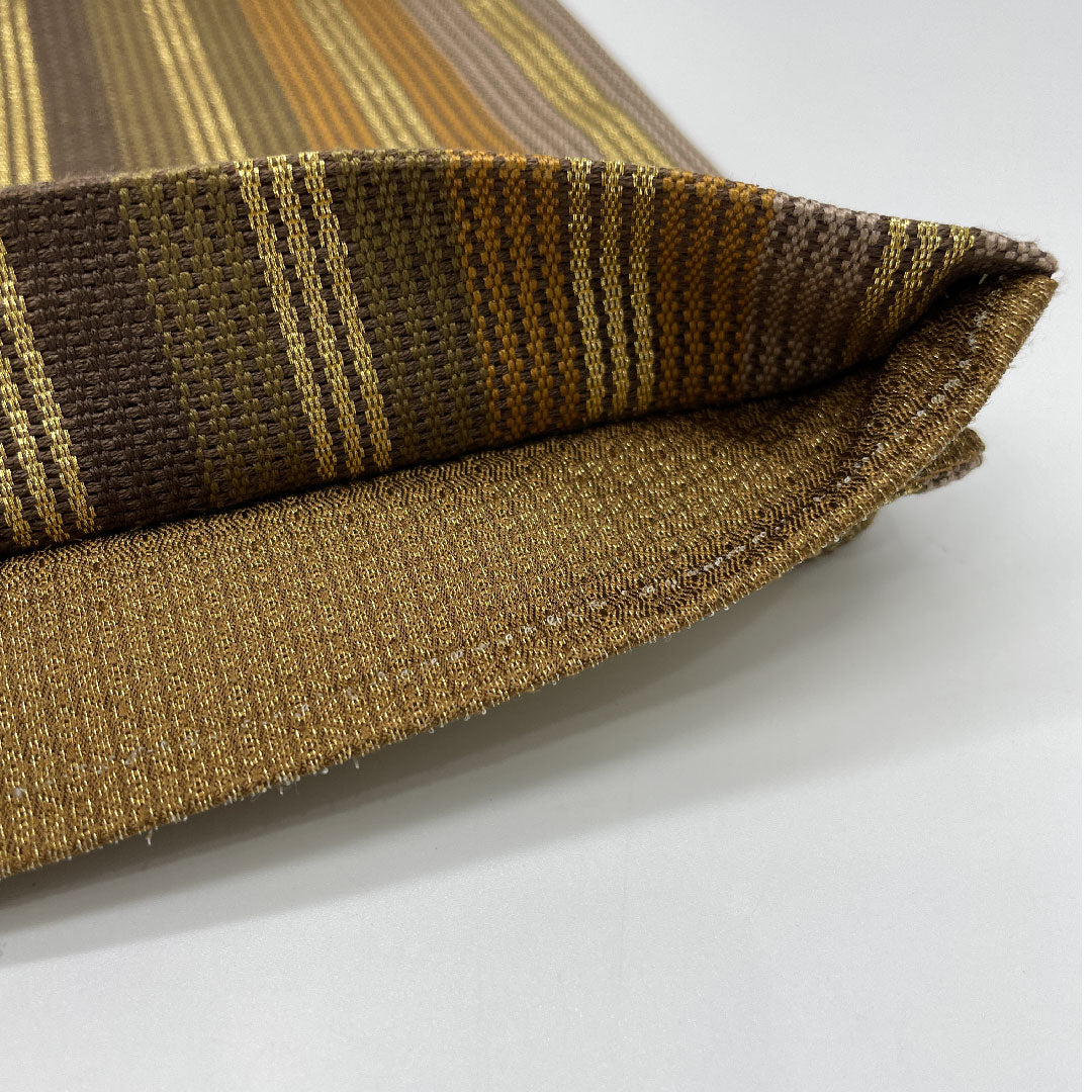 袋帯 組織り 幾何学模様 帯丈456cm 正絹 Sランク ポイント柄 セミフォーマル 茶系 1123000742414