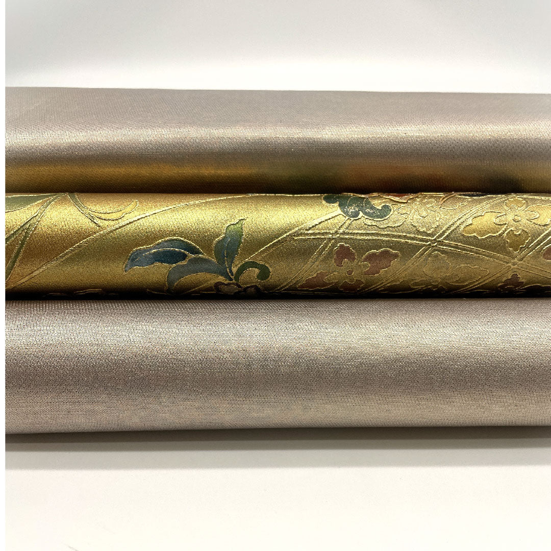 袋帯 金彩加工 鳳凰 螺鈿 帯丈440cm 正絹 Aランク ポイント柄 フォーマル 金系 1123001043321