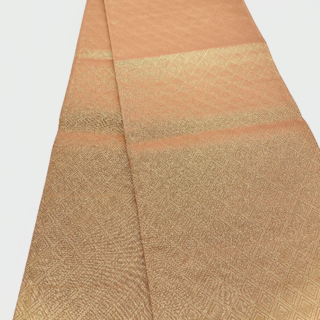 袋帯 朱金若松文 菱 帯丈455cm 正絹 Aランク 六通 フォーマル ピンク系 1123001153413