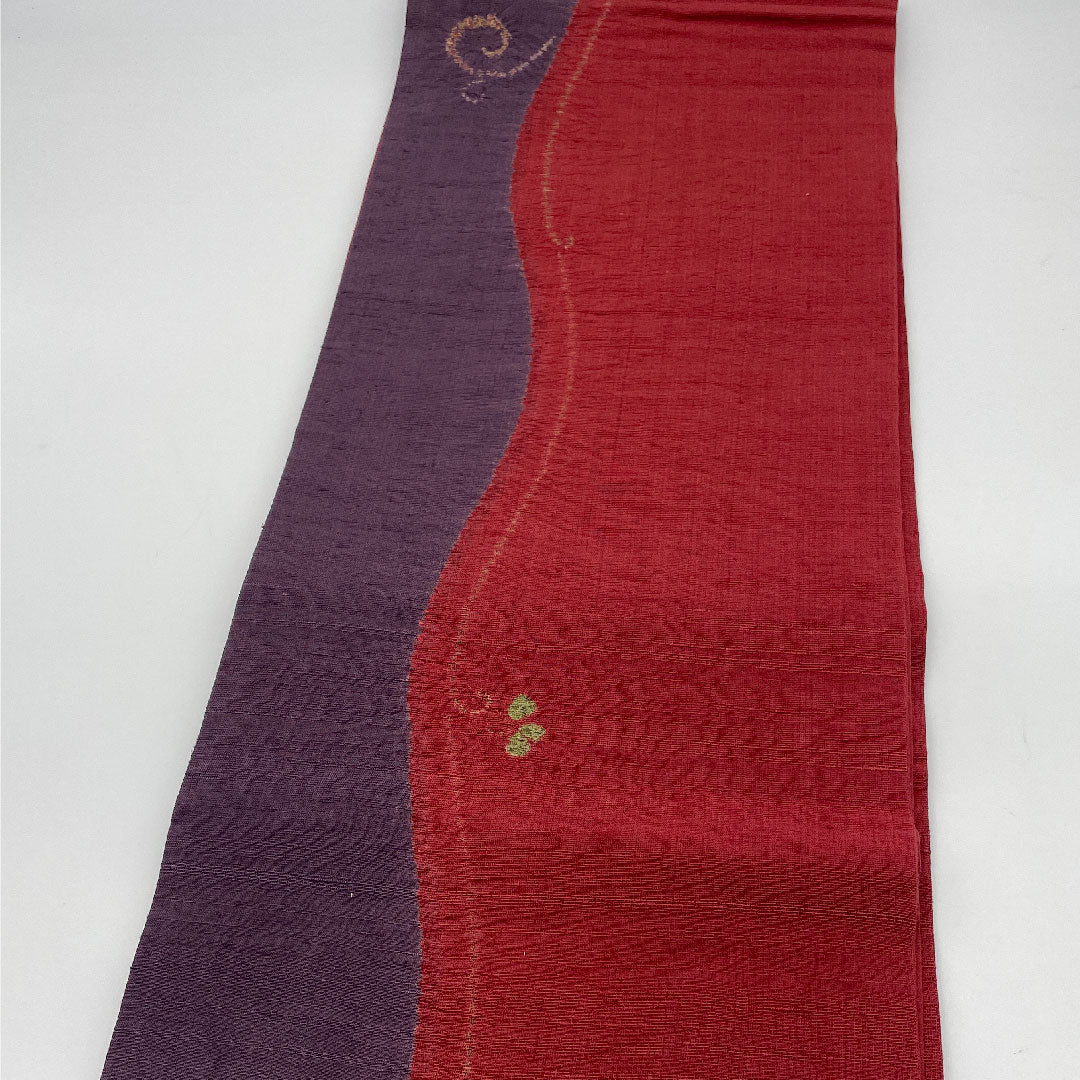 (未仕立)袋帯 帯丈428cm 正絹 Sランク 全通 カジュアル 赤系 1123000572312