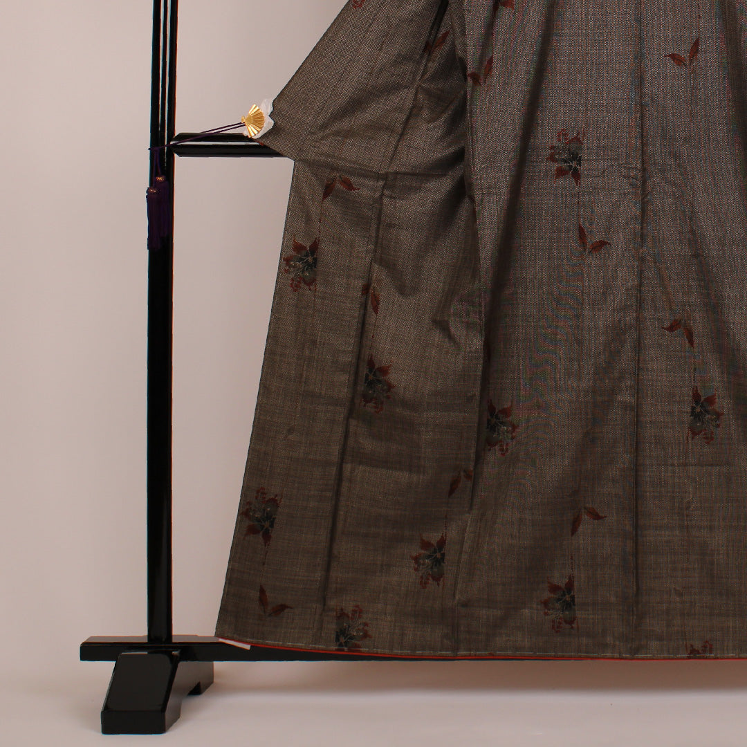 大島紬 身丈160cm 裄丈66cm 創作 正絹 美品 袷 茶 1116000172314