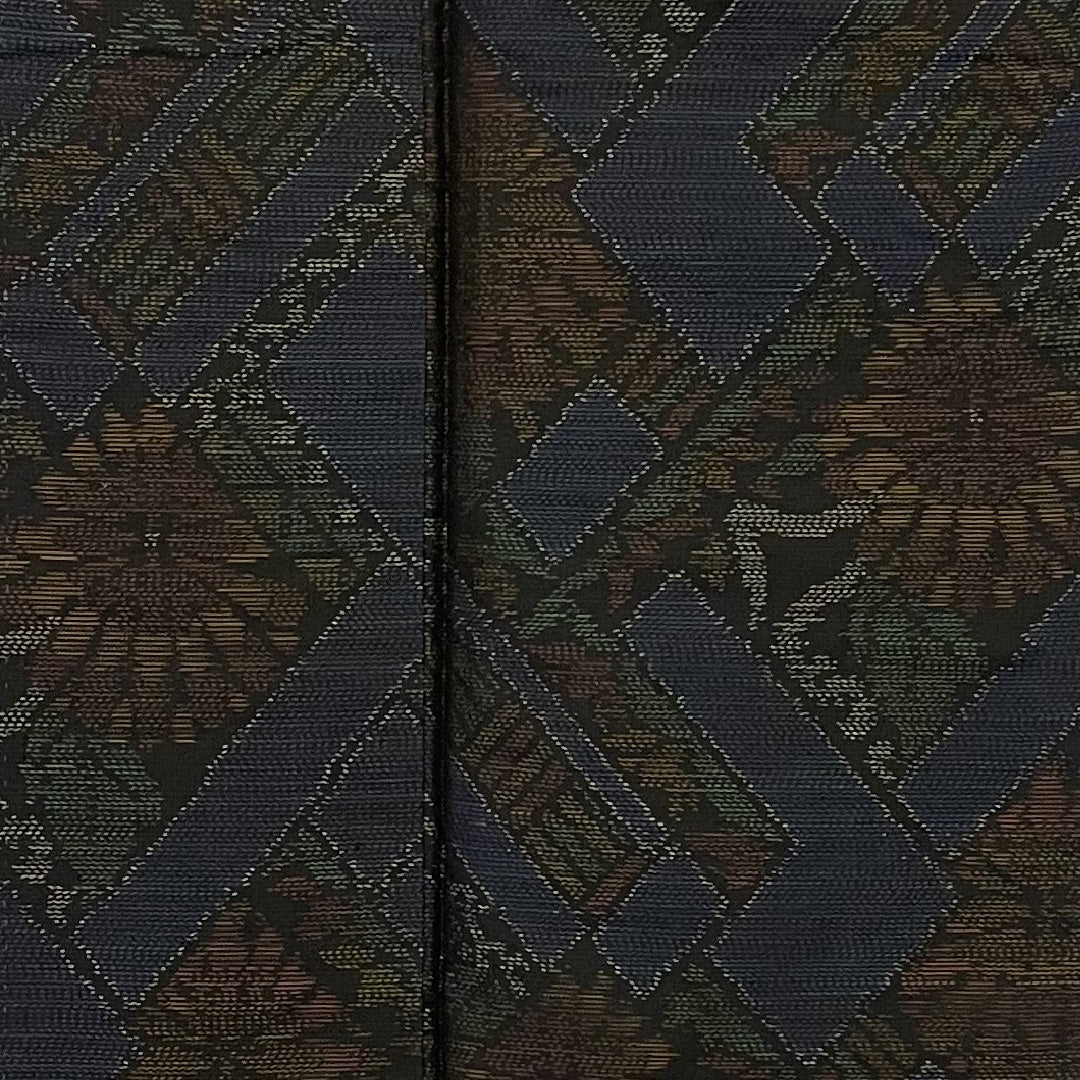 大島紬 身丈161.5cm 裄丈65cm 割付文様 正絹 美品 袷 紺系 1116000323318