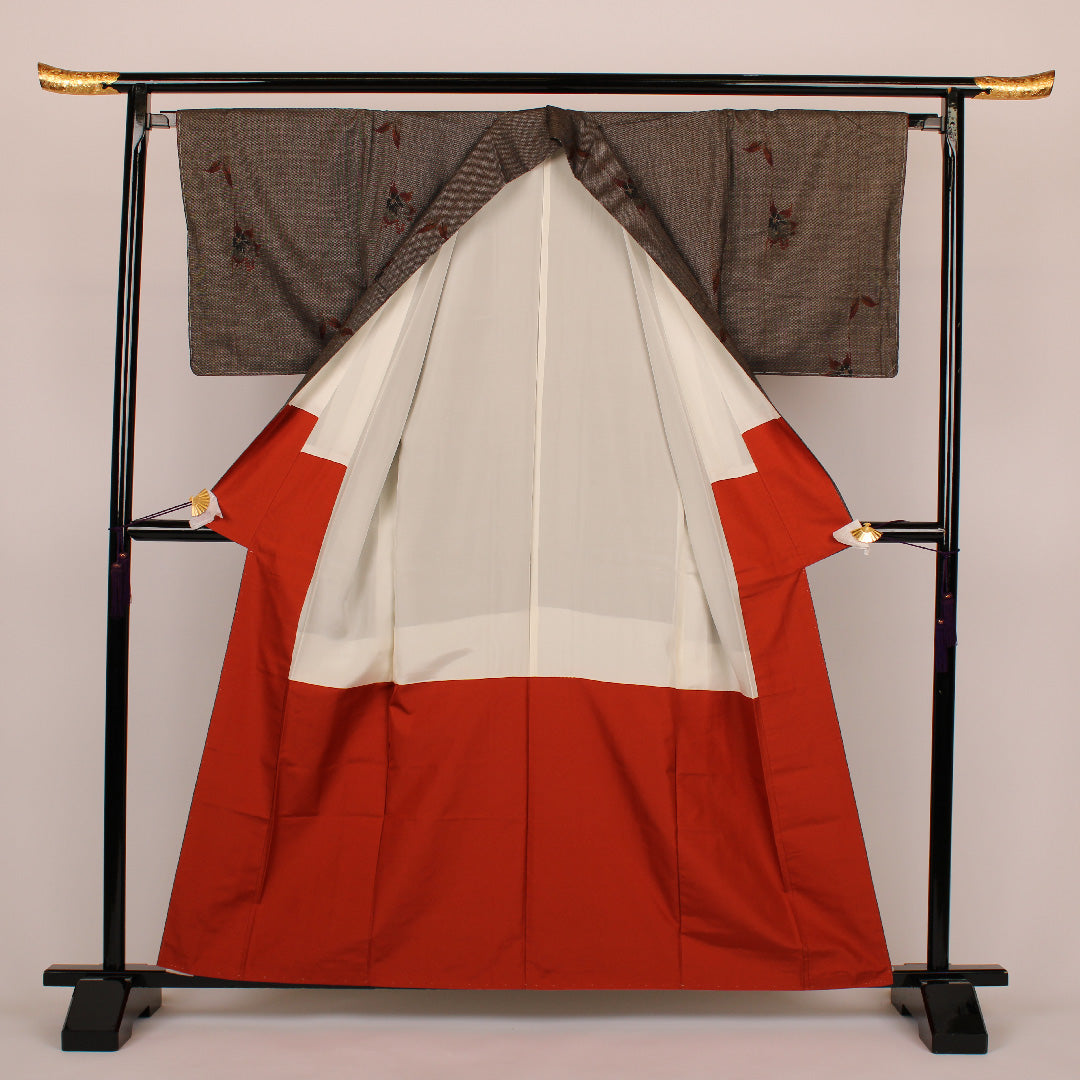 大島紬 身丈160cm 裄丈66cm 創作 正絹 美品 袷 茶 1116000172314