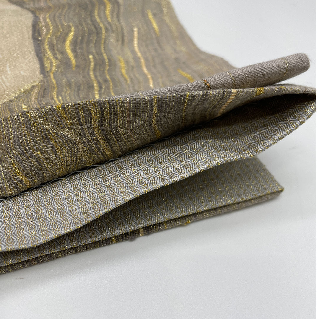 袋帯 帯丈466cm 正絹 Sランク 全通 セミフォーマル グレー系 1123000592422