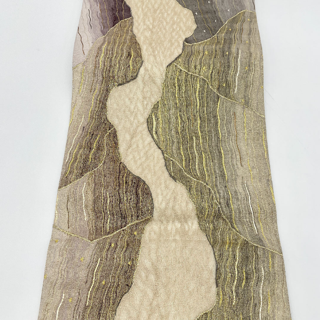 袋帯 帯丈466cm 正絹 Sランク 全通 セミフォーマル グレー系 1123000592422