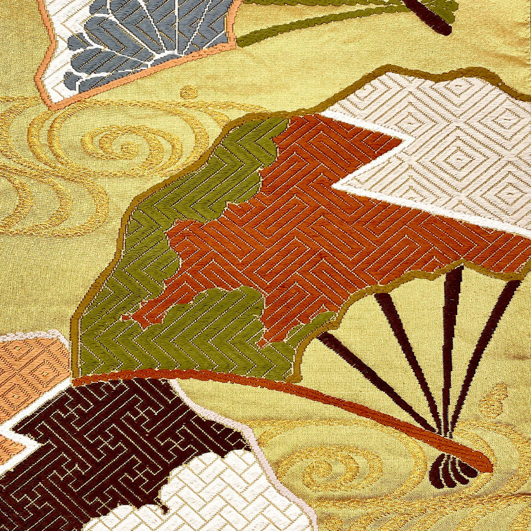 袋帯 帯丈426cm 正絹 Sランク 六通 フォーマル 金系 1123000422321