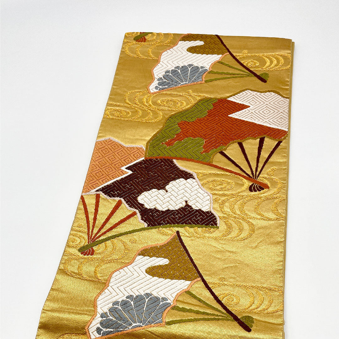 袋帯 帯丈426cm 正絹 Sランク 六通 フォーマル 金系 1123000422321