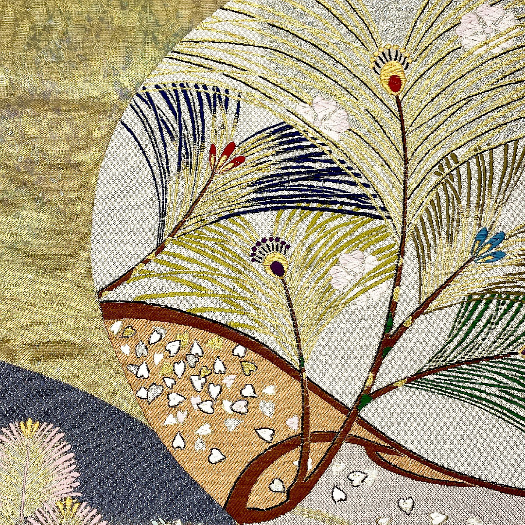 袋帯 帯丈436cm 正絹 Sランク 六通 セミフォーマル 金系 1123000502321