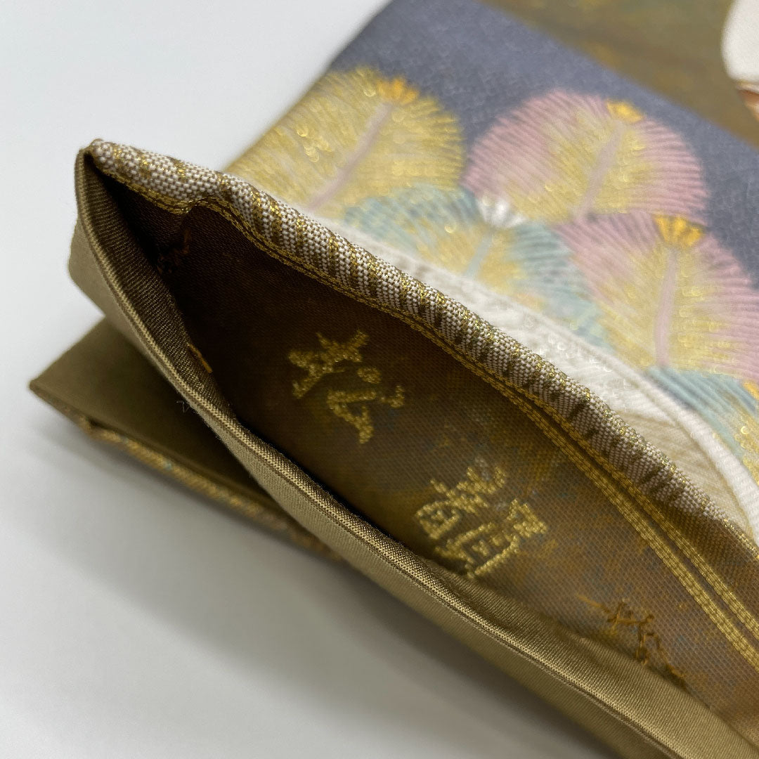 袋帯 帯丈436cm 正絹 Sランク 六通 セミフォーマル 金系 1123000502321