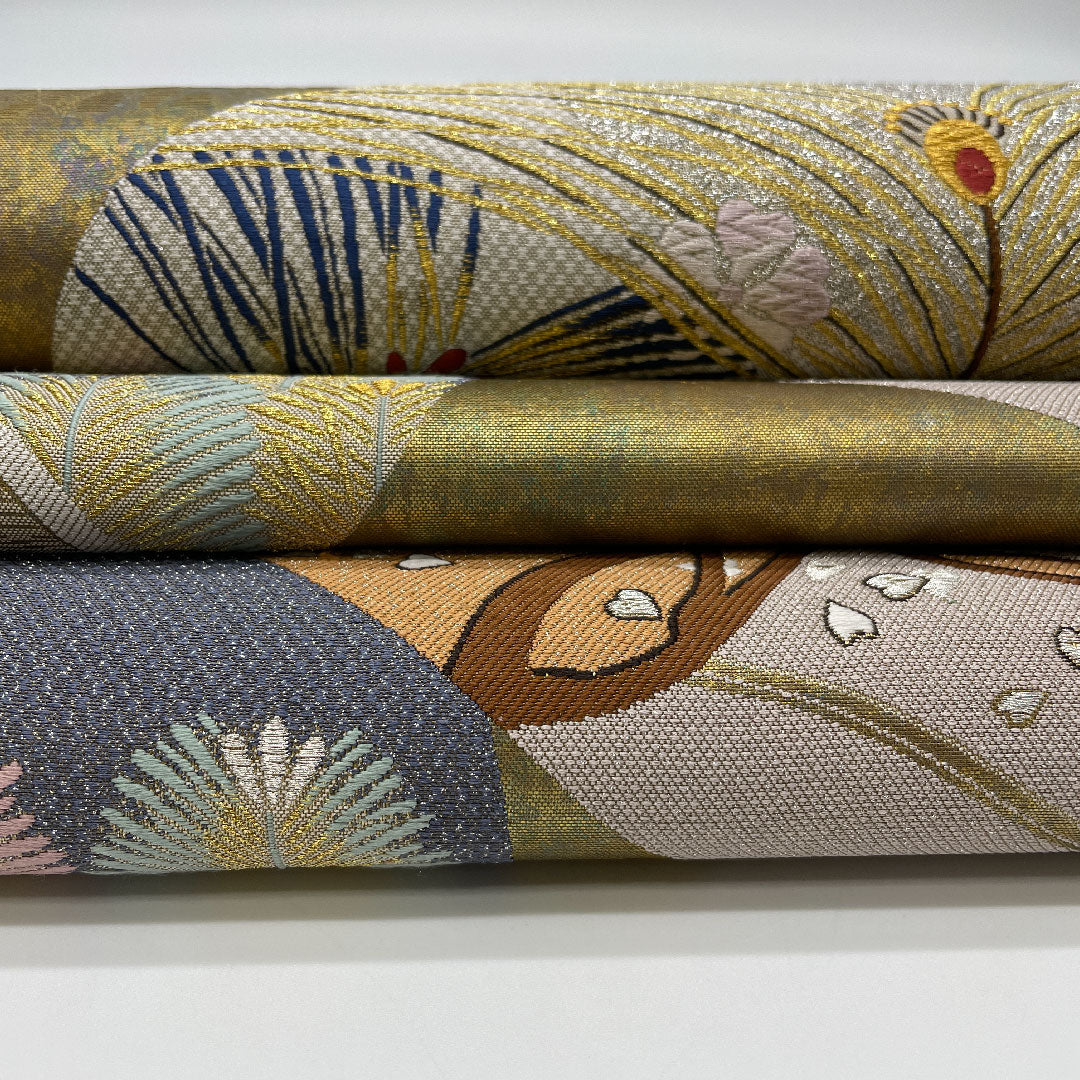 袋帯 帯丈436cm 正絹 Sランク 六通 セミフォーマル 金系 1123000502321