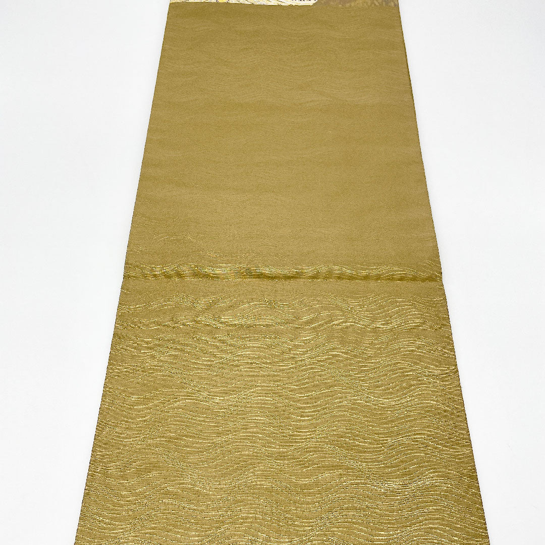 袋帯 帯丈436cm 正絹 Sランク 六通 セミフォーマル 金系 1123000502321