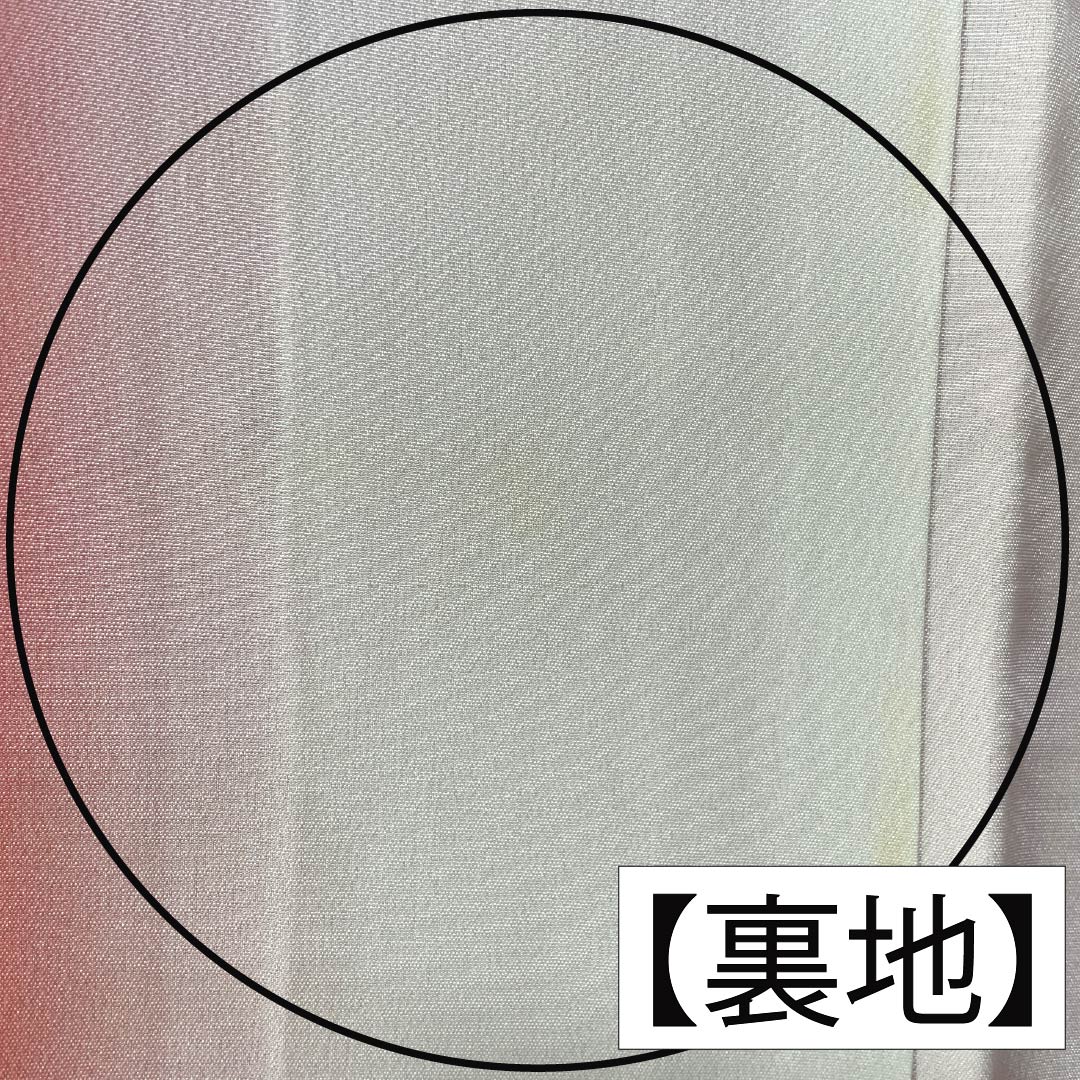 牛首紬 付下げ 作家物 枝葉模様 胡粉色 K-5826 リサイクル着物】訪問着 正絹 Bランク 袷 身丈167cm 裄丈66cm 似桃色