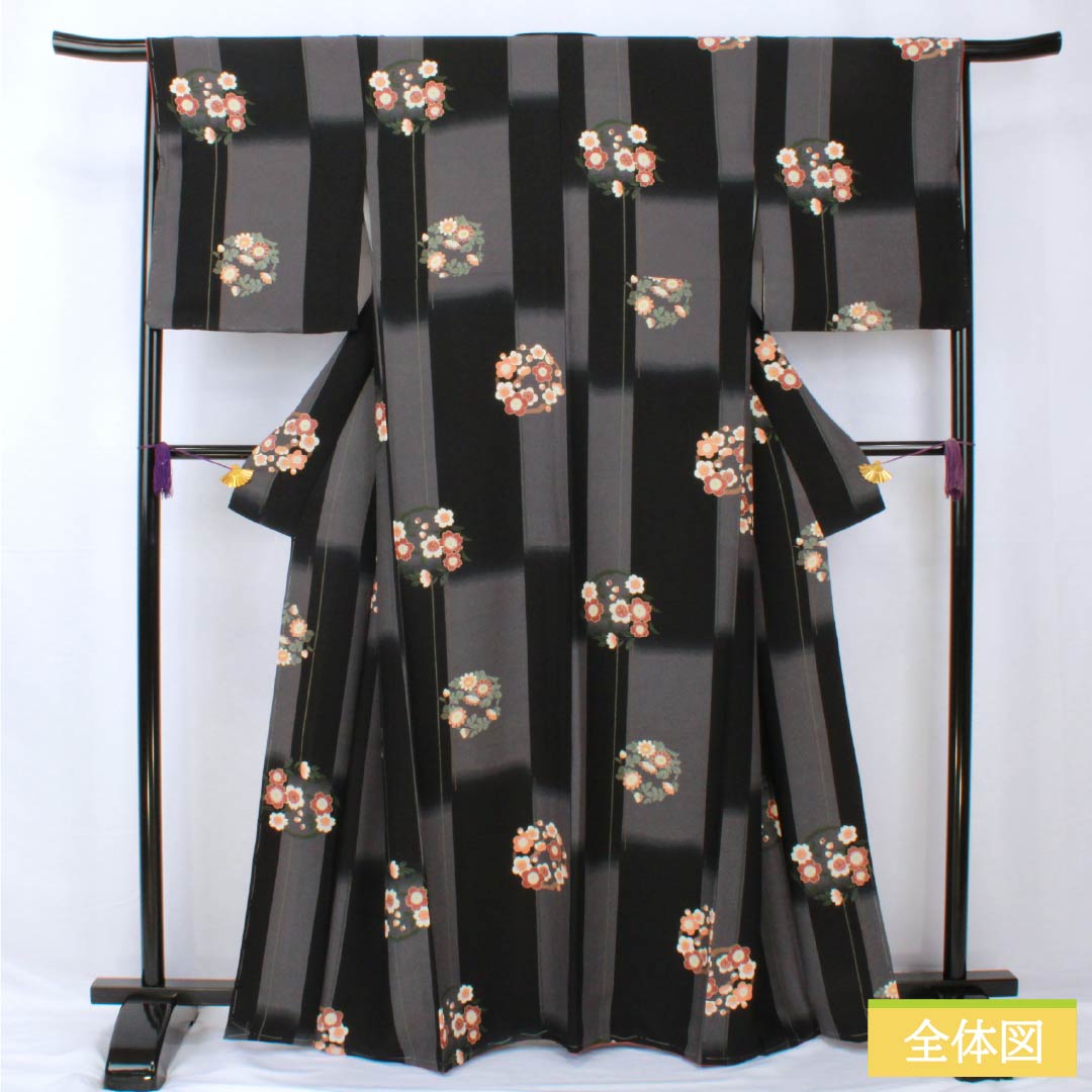 Small pattern, polyester, length 164cm, sleeve length 66cm, lined, stencil-dyed, checkered pattern, wreath, basting thread included, S rank, monotone, 1115005412427