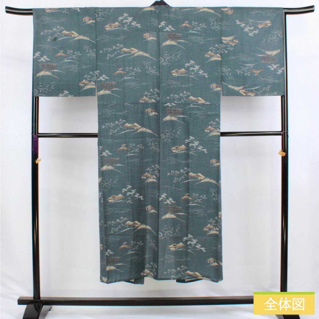Men's wool nagajuban (long under-kimono), A-rank, length 142cm, sleeve length 66cm, nandonegumi (gray), Chayatsuji, single layer, gray, 1140000683422