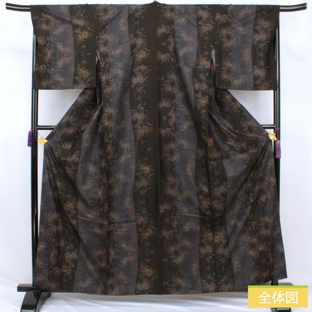 紬 正絹 Sランク 身丈161cm 裄丈68cm 本場大島紬 藍大島 片ス式 9マルキ 袷 マルチカラー 1116004872428