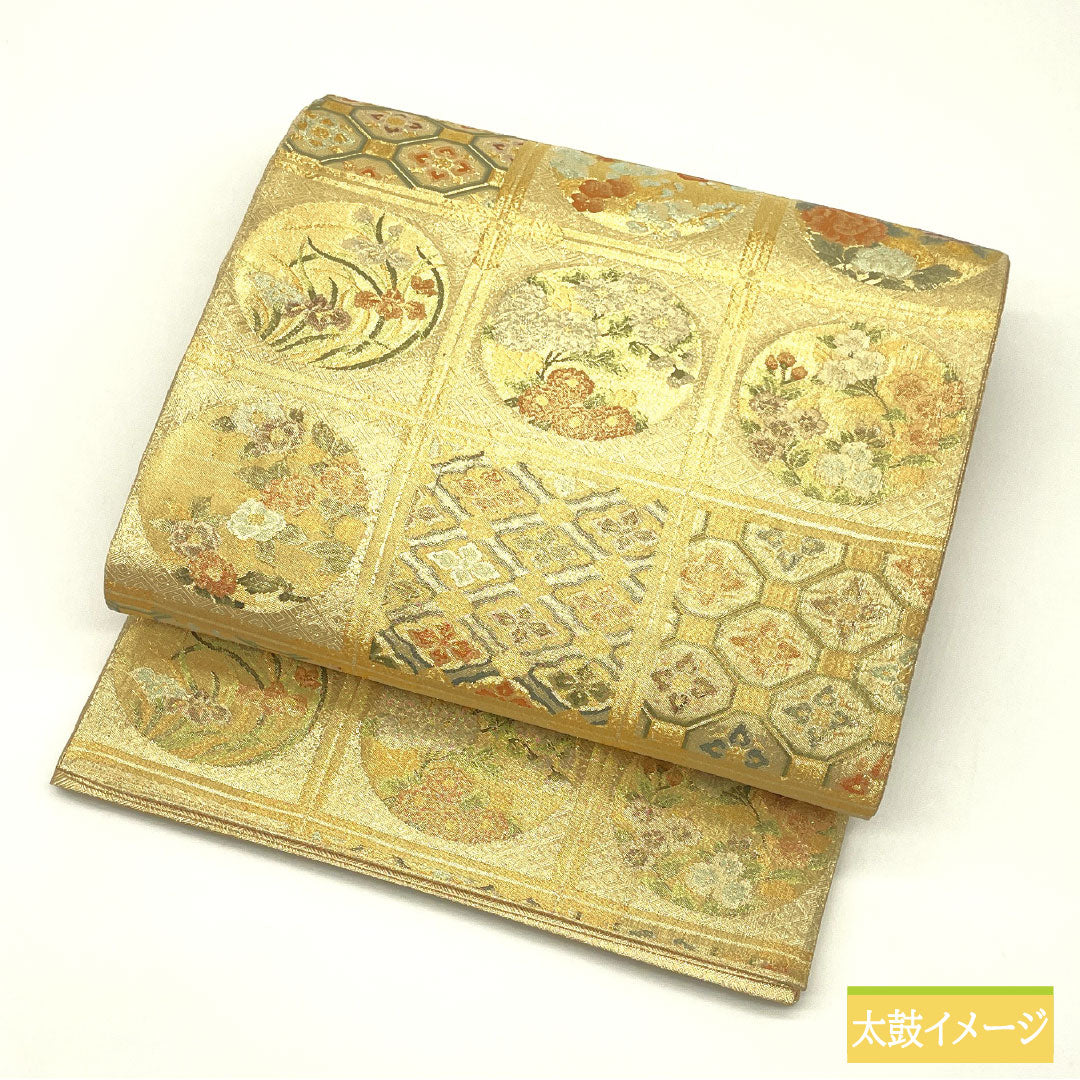 袋帯 正絹 Aランク 佐賀錦 留袖用 天井画   帯丈430cm 六通 フォーマル 金系 1123016863321