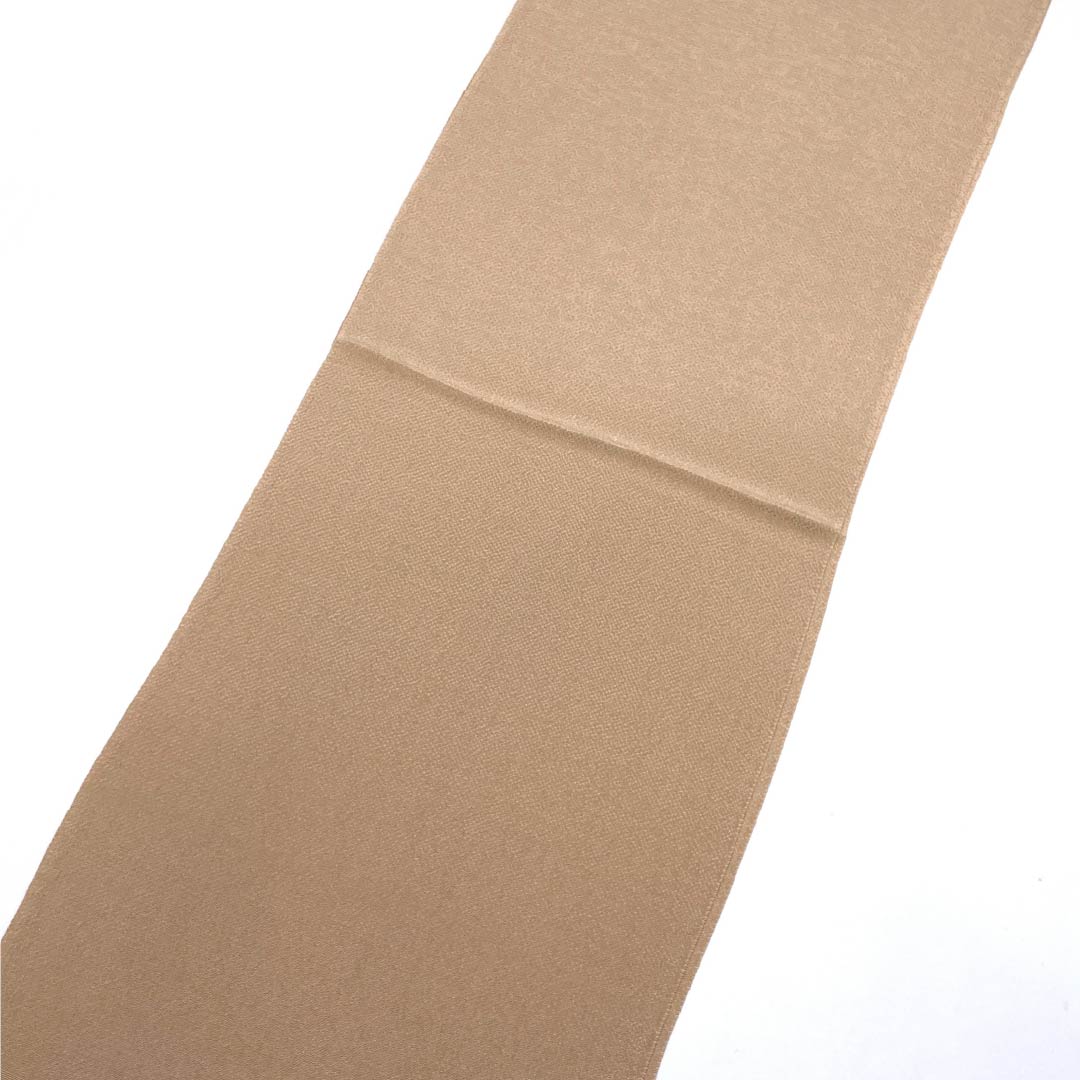(New old stock) Formal obiage, pure silk, light persimmon color, crepe, plain, for furisode, length 164cm, width 27.5cm, S rank, beige, 1136000042925