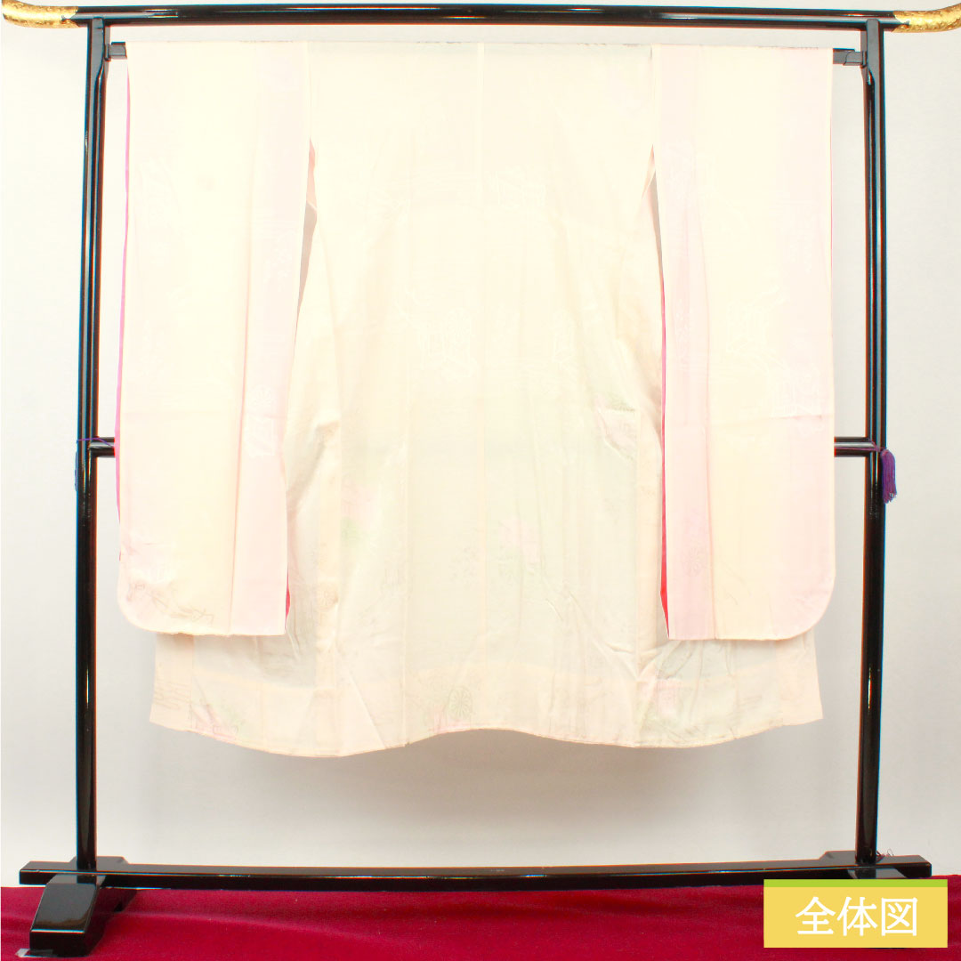 長襦袢 正絹 身丈136cm 裄丈69.5cm 袷 曙色（あけぼのいろ） ボカシ染 振袖用 吉祥文様 Aランク ピンク系 1129000723513