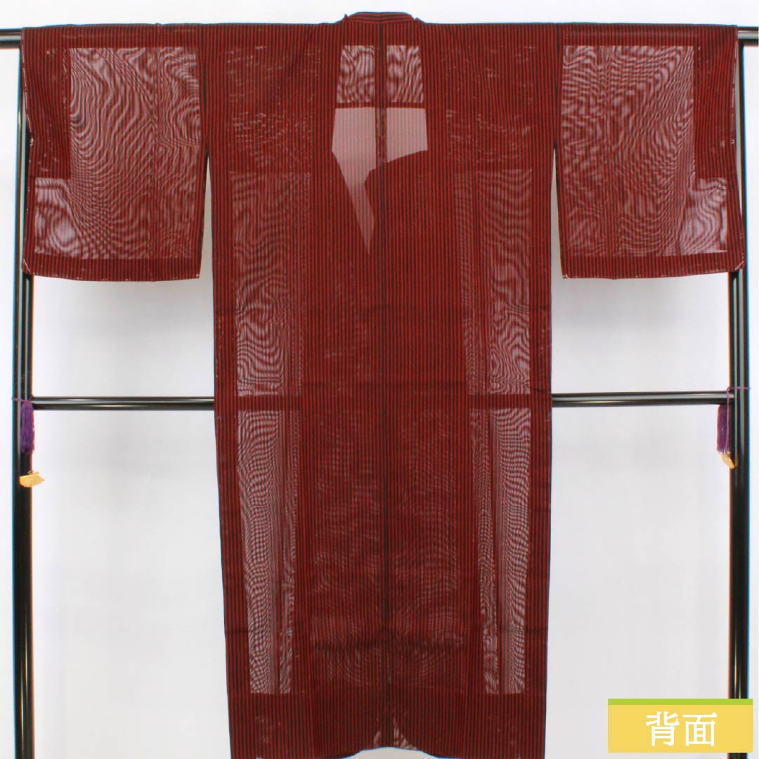 雨コート ポリエステル Sランク 身丈130cm 裄丈67cm 縞 紗 黒系 1117001312910