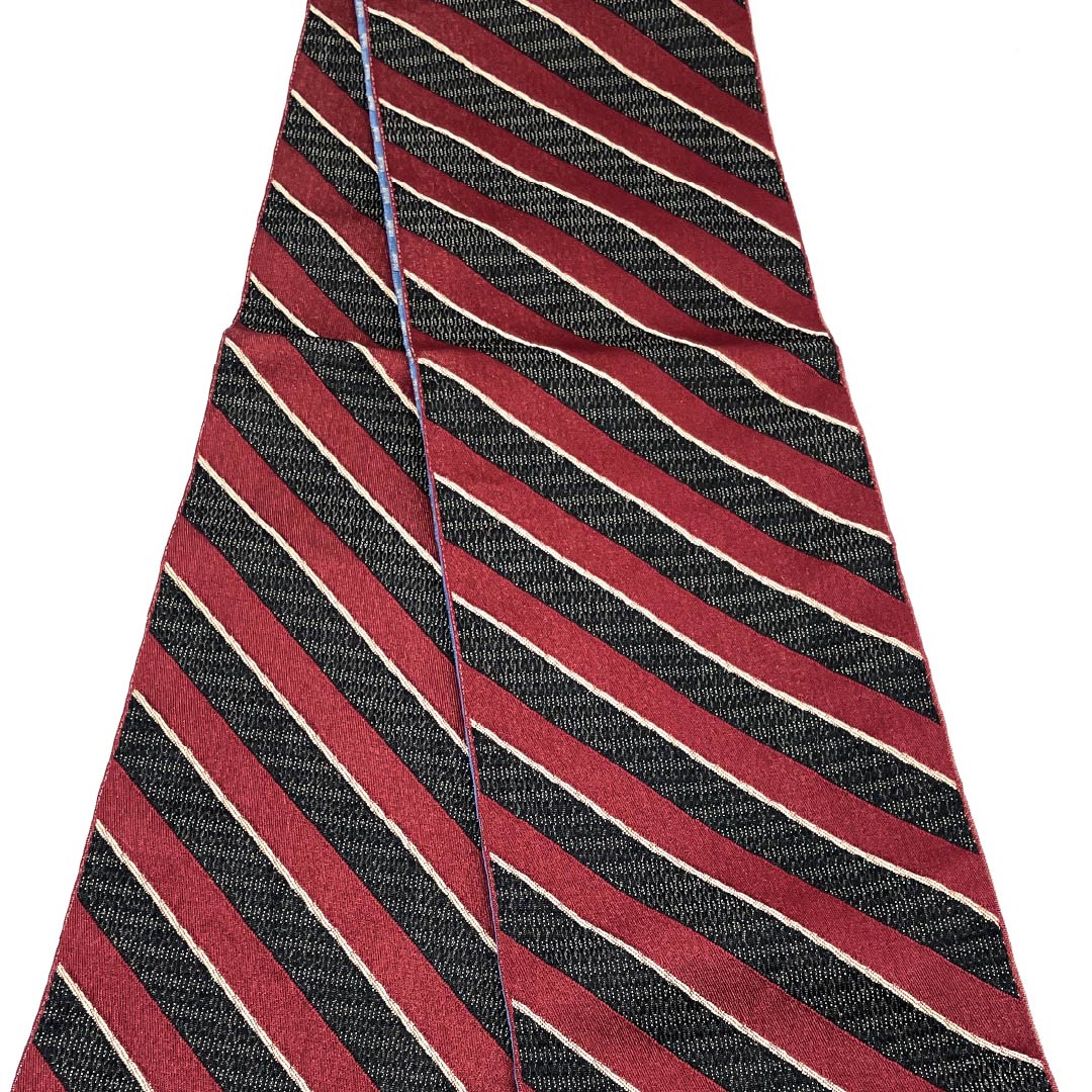 半幅帯 ポリエステル リバーシブル 幾何学模様 市松 帯丈400cm 黒系 Sランク 1125002232410