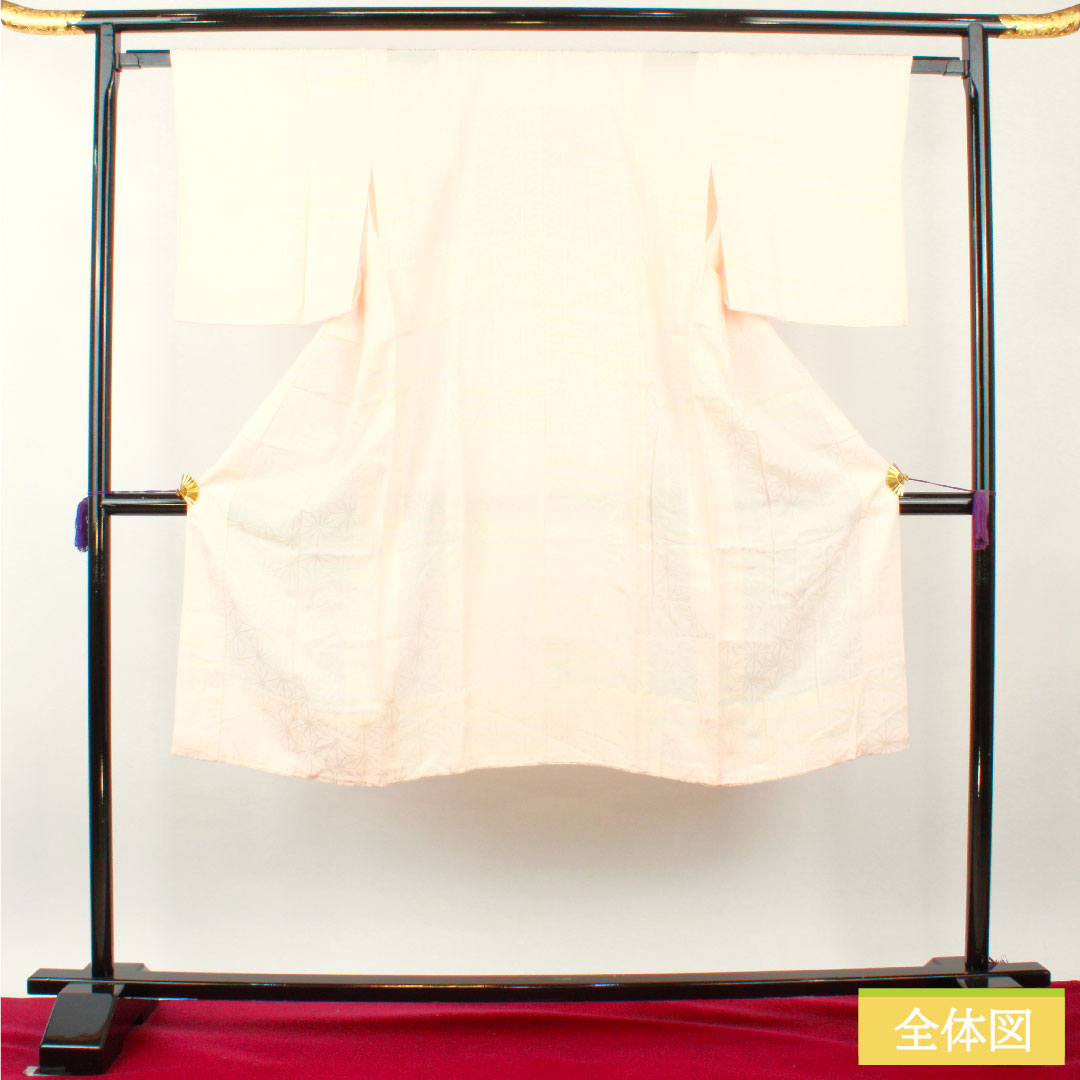 Nagajuban (long undergarment) made of pure silk, length 125.5cm, sleeve length 64.5cm, single layer, dawn color, gradation dye, hemp leaf pattern, A rank, pink, 1129000703313