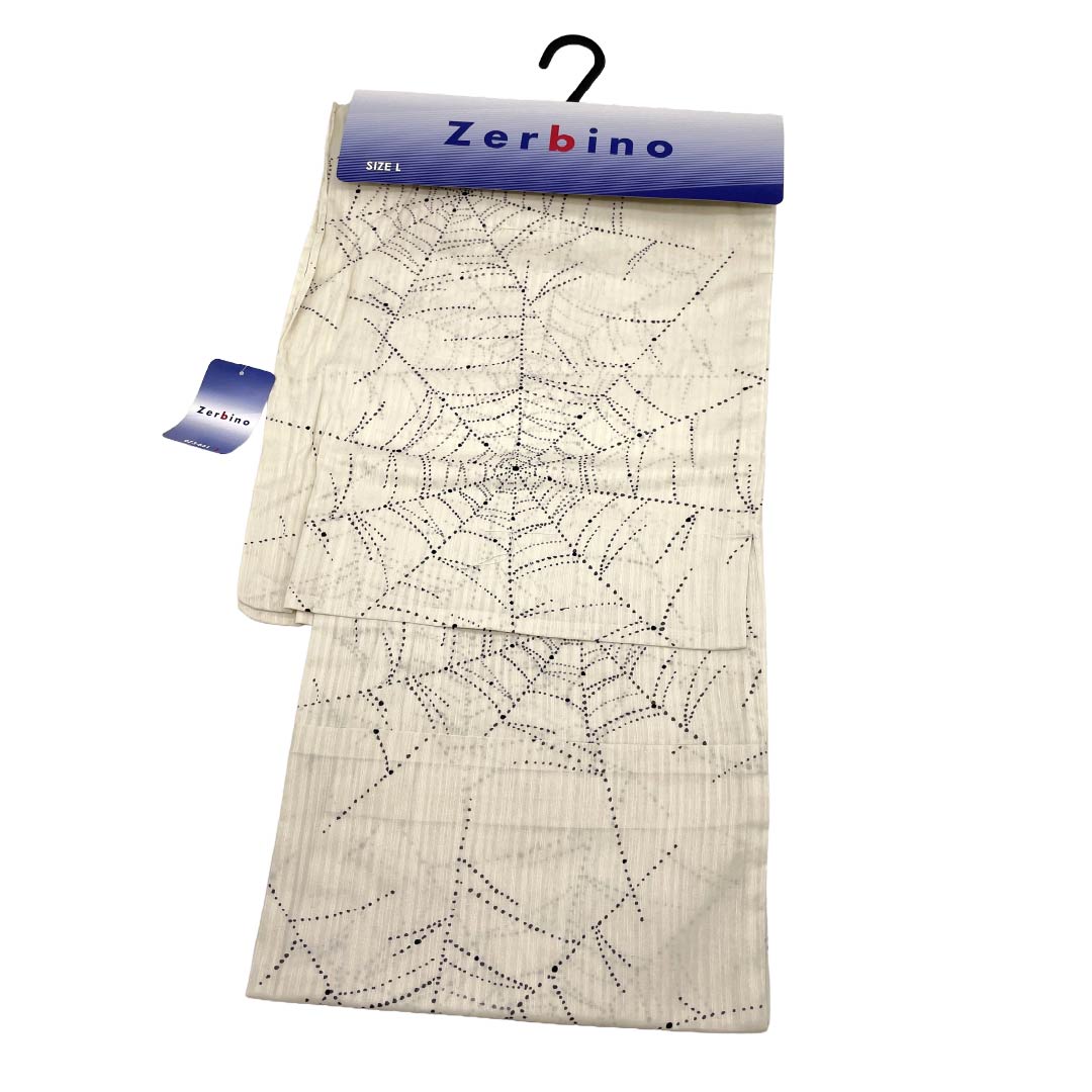 (New) Men's Cotton Kimono Robe, NEW Rank, Length 149cm, Sleeve Length 71cm, Ecru, XYLICOOL Cool-Touch Treatment, Spiderweb Pattern, Unlined, White-based, 1138000251411