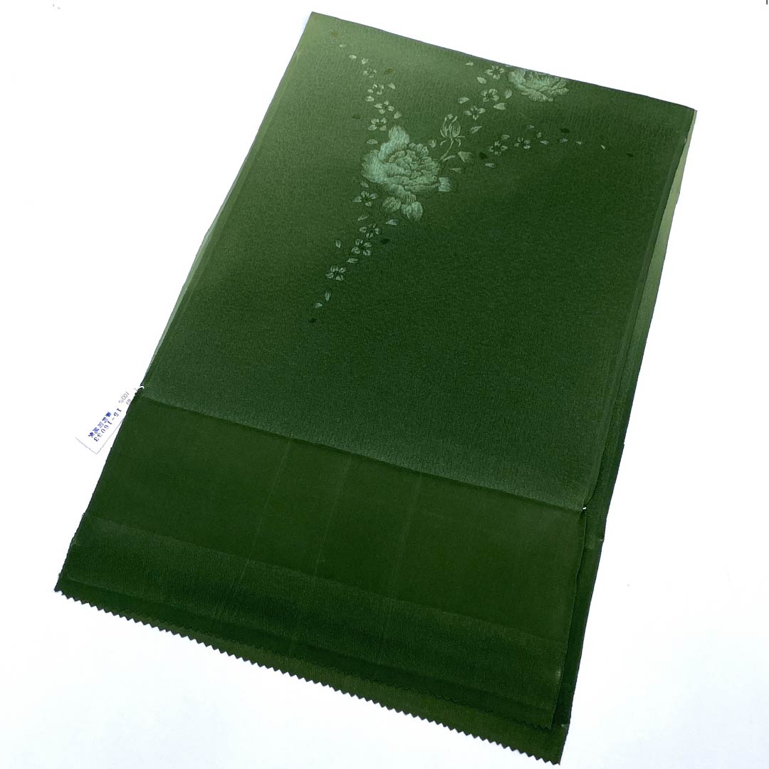 （新古品） 帯揚げ 正絹 フォーマル 織部色（おりべいろ） 薔薇 新古品 長さ約178cm 幅約29.5cm Sランク 緑系 1136000092919