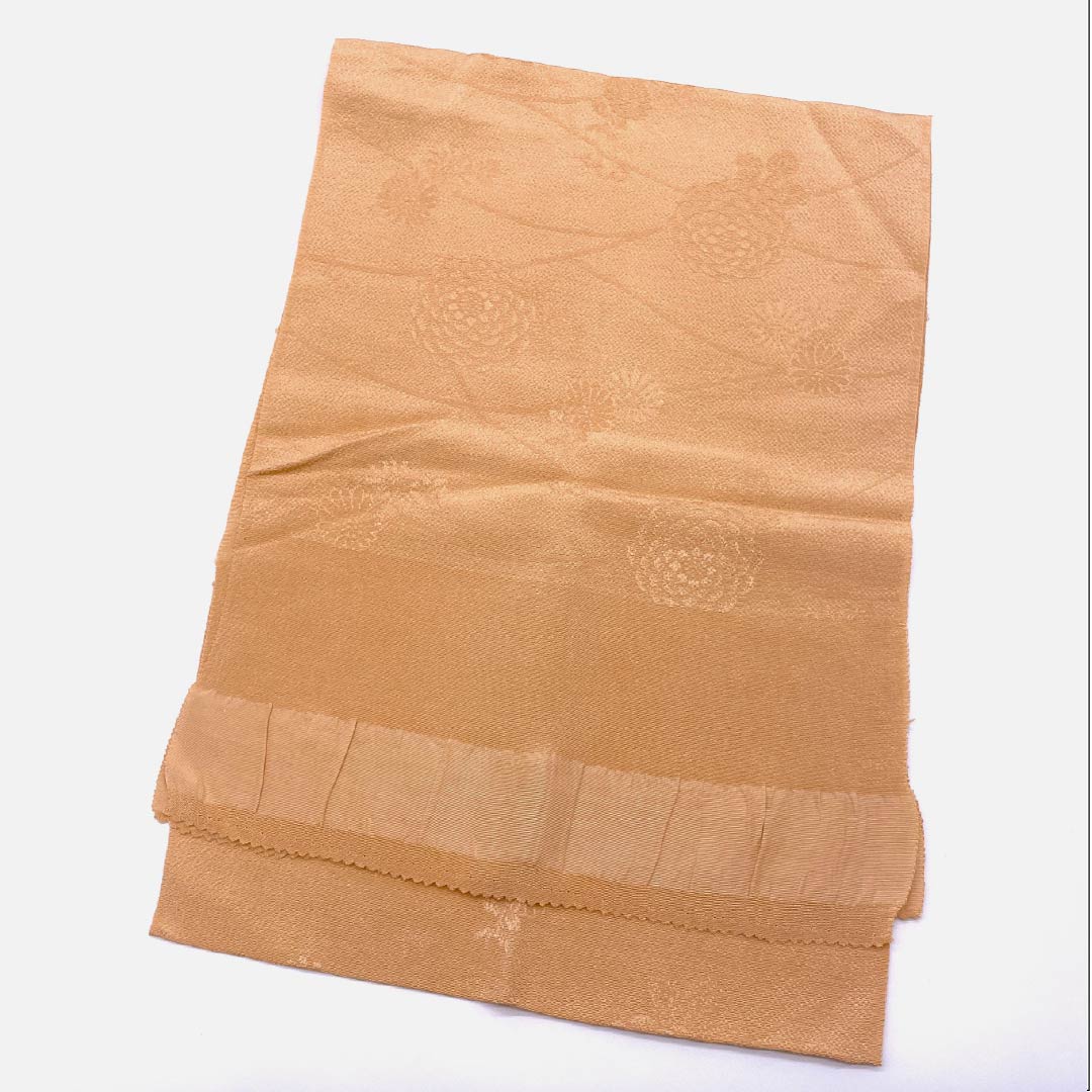 帯揚げ 正絹 セミフォーマル 肌色（はだいろ） 菊 花柄 古典柄 長さ約164cm 幅約29.5cm Sランク 橙系 1136000622926