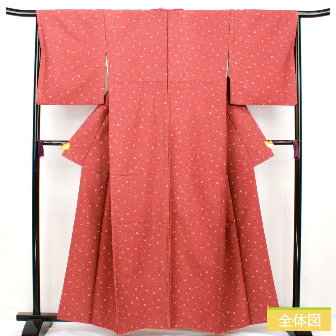 Komon (small pattern) polyester, S rank, length 160cm, sleeve length 67cm, lined, Shiinibiiro (dull shii-iro) color, washable, abstract pattern, red, 1115007582412