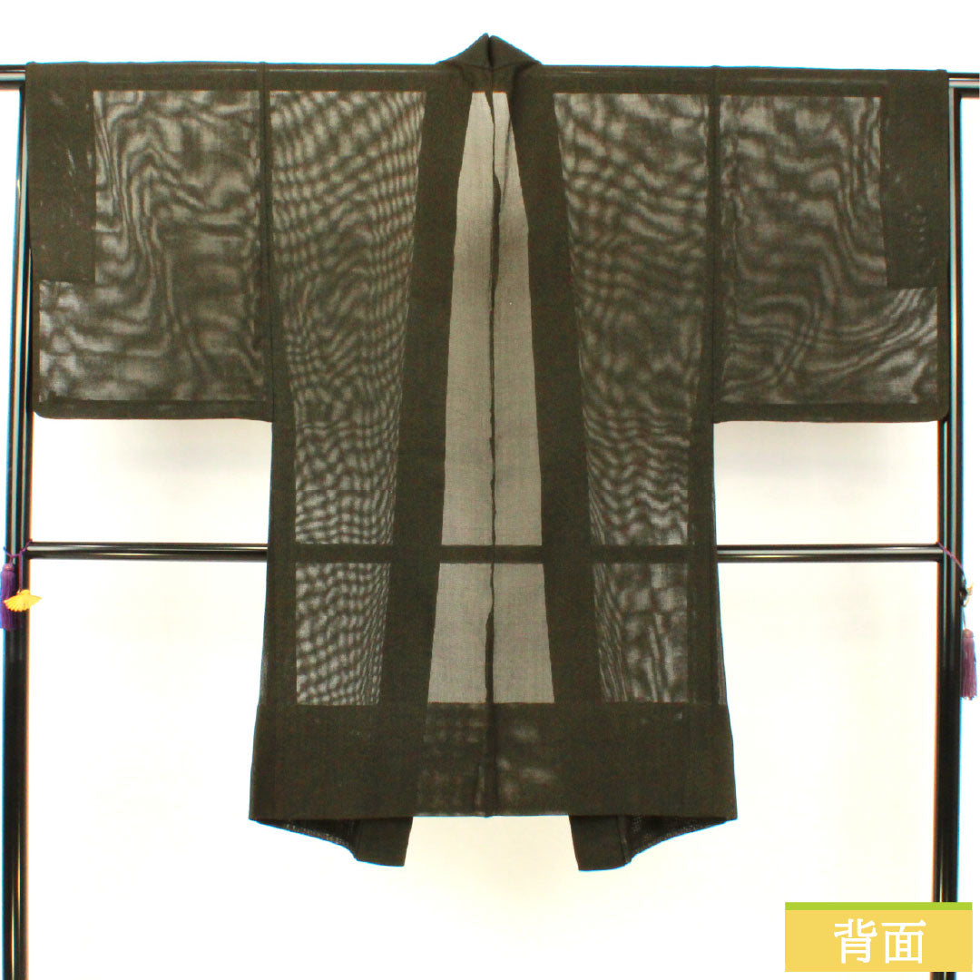 男物 正絹 Aランク 身丈104cm 裄丈67cm 黒橡色（くろつるばみいろ） 緑系 1119001563119