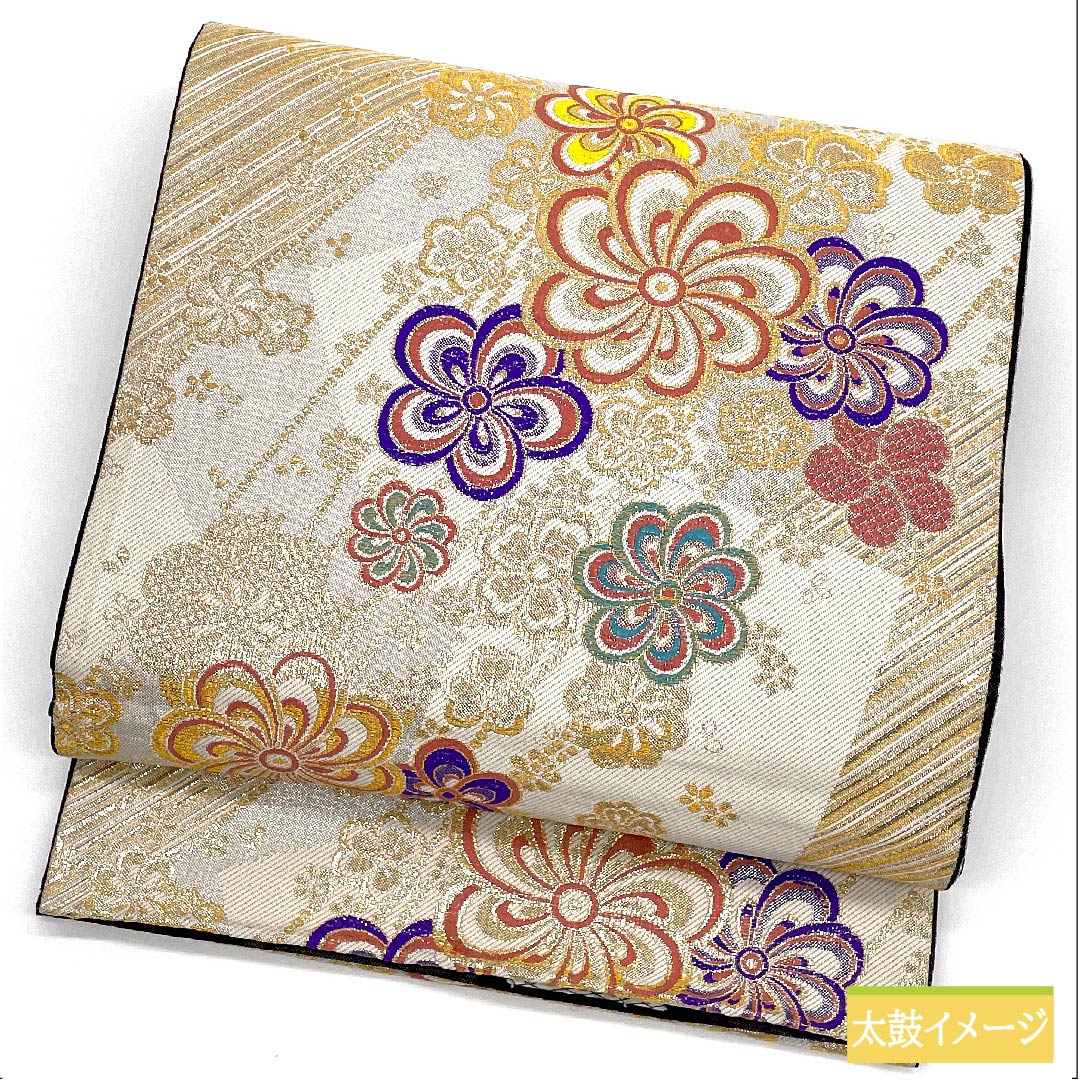 袋帯 正絹 金色（きんいろ） ねじり梅 桜 帯丈450cm Aランク 六通 フォーマル 金系 1123011483421