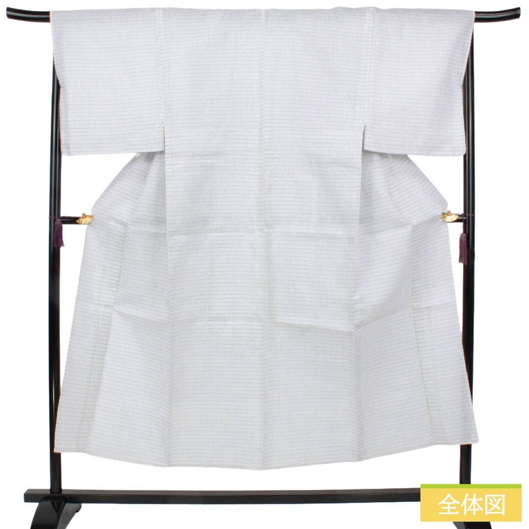 夏物 綿麻 男物 Bランク 身丈149cm 裄丈69cm 絣柄 紗 白系 1132006464411