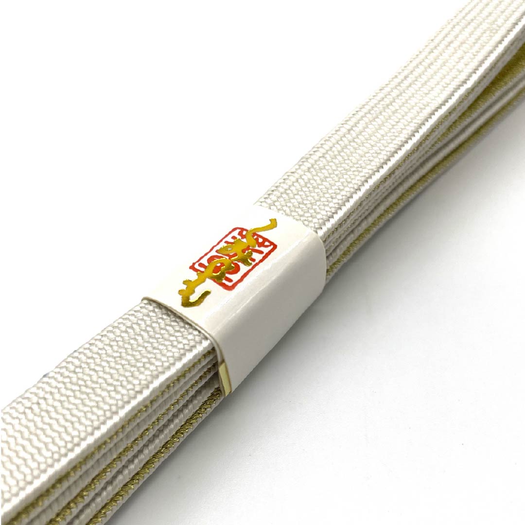 帯締め 正絹 四分紐 白色（しろいろ） 金色（きんいろ） 留袖用 長さ約155cm 幅約1.5cm フォーマル Sランク 白系 1135003072311