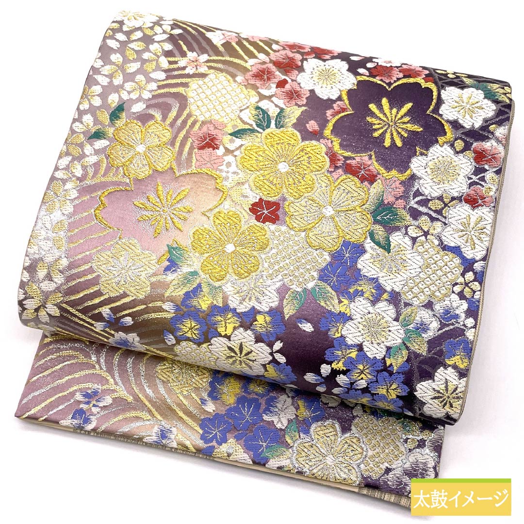 袋帯 正絹 振袖用 花おぼろ 桜 帯丈446cm Sランク 六通 フォーマル グラデーション系 1123013452399