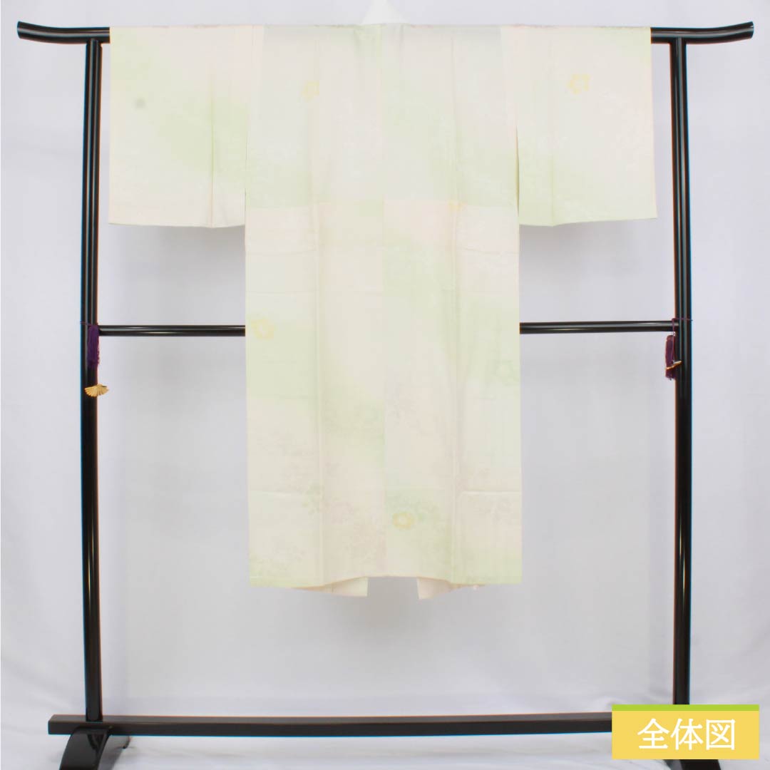 長襦袢 正絹 Sランク 身丈120cm 裄丈60.5cm 単衣 ボカシ染 吉祥文様 緑系 1129000752119