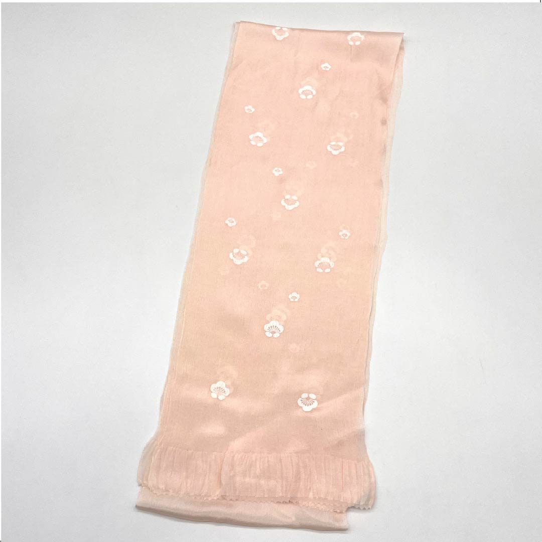 帯揚げ 正絹 セミフォーマル 乙女色（おとめいろ） 小梅 花 長さ約212cm 幅約19cm Sランク ピンク系 1136000412913