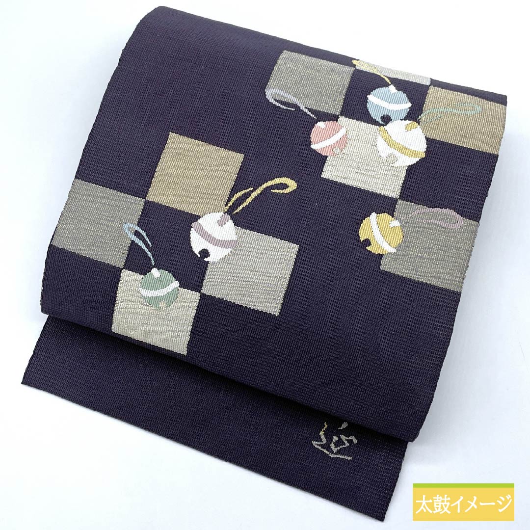 名古屋帯 深滅紫色（ふかきけしむらさきいろ） 綴れ織 井筒屋瀬平 爪搔き綴れ 帯丈377cm 正絹 Sランク ポイント柄 カジュアル 紫系 1124007022320 松葉仕立て