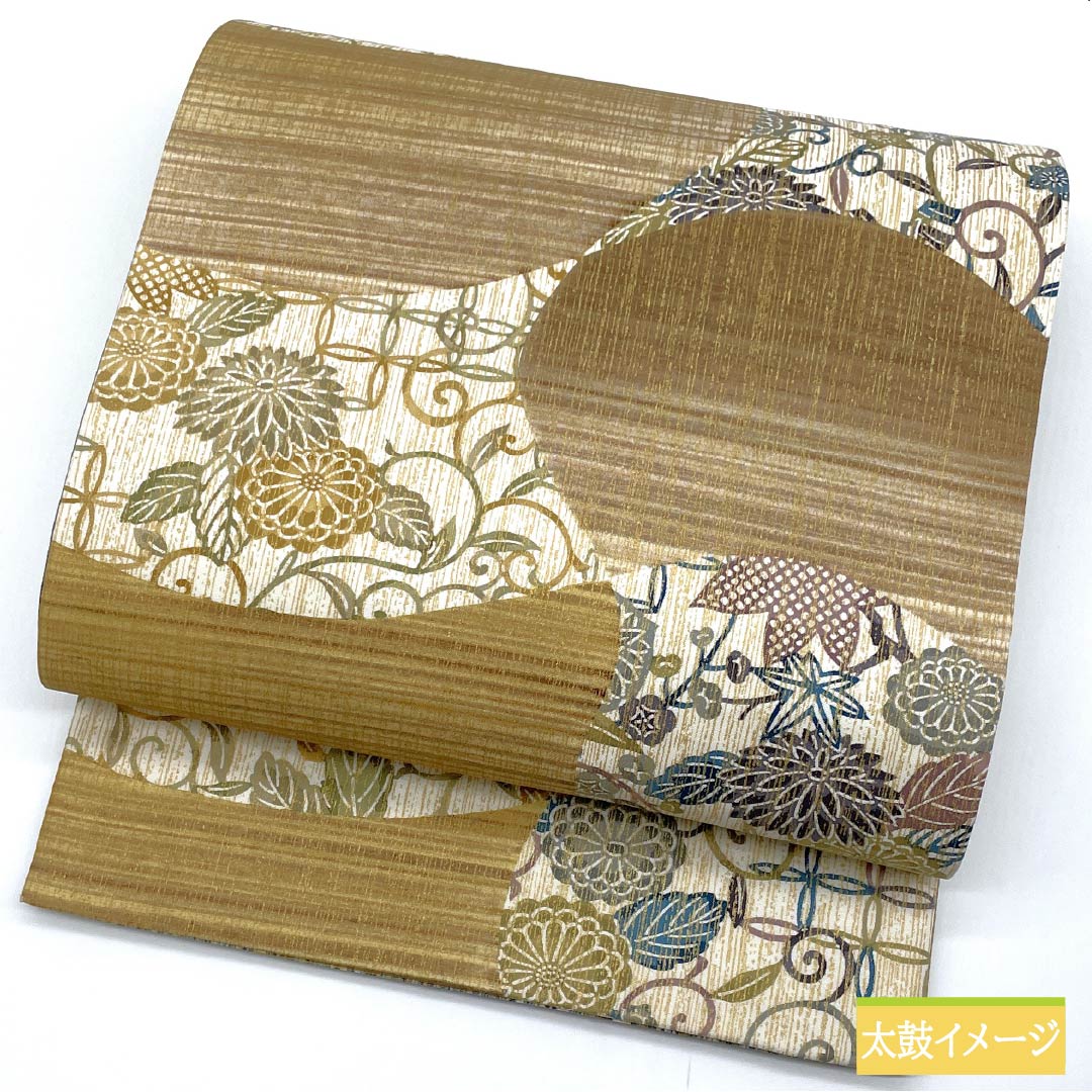 袋帯 正絹 葵 菊 紅葉 帯丈446cm Sランク 六通 カジュアル グラデーション系 1123013032399