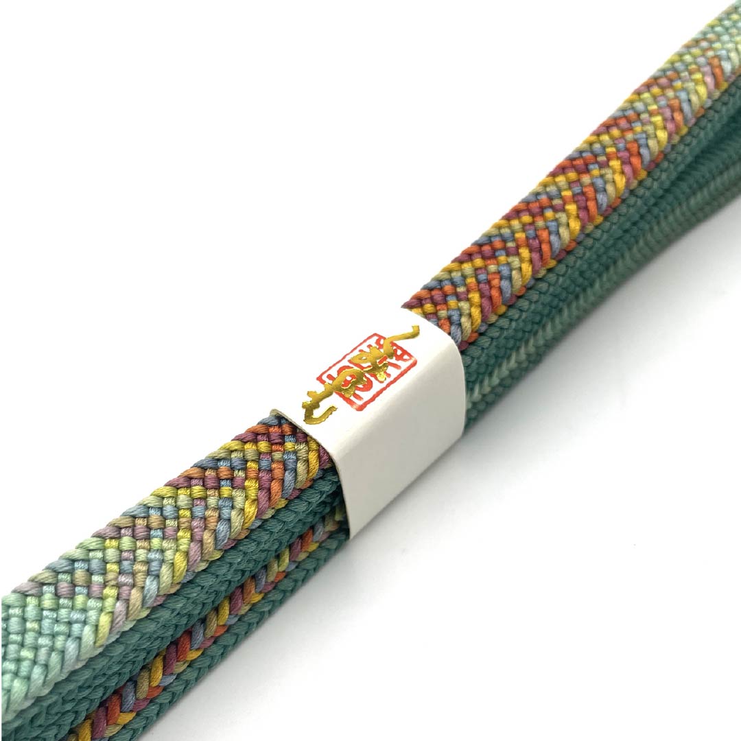 帯締め 正絹 四分紐 萌葱色（もえぎいろ） カラフル 長さ約162cm 幅約1.1cm カジュアル Sランク 緑系 1135003122319