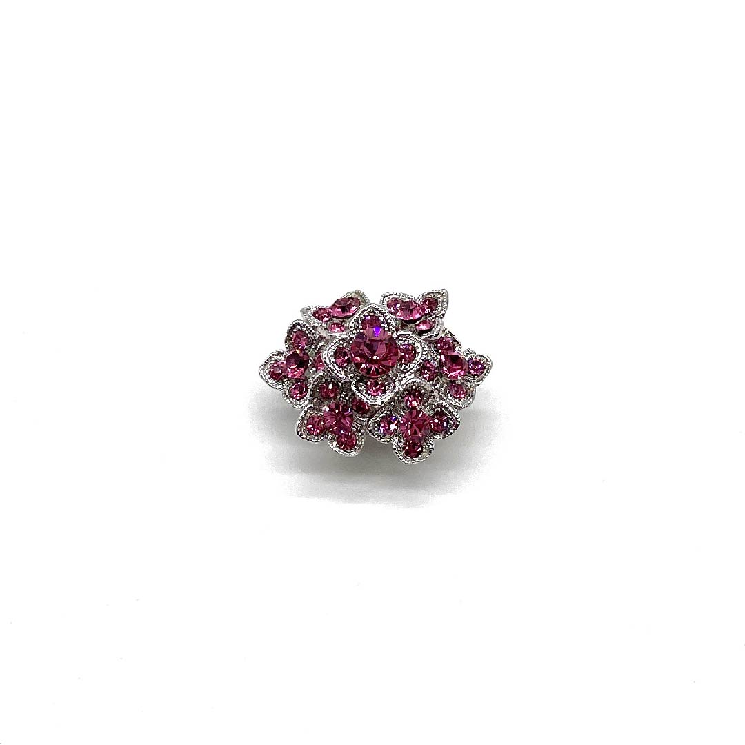 (New old stock) Obi clasp, glass, casual, Swarovski, flower, length approx. 2.5cm, width approx. 3.5cm, S rank, pink, 1137000962913